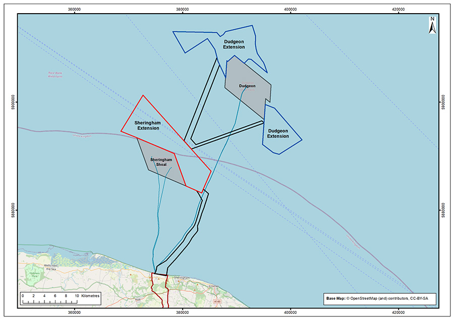 Dudgeon Windfarm offshore site location map
