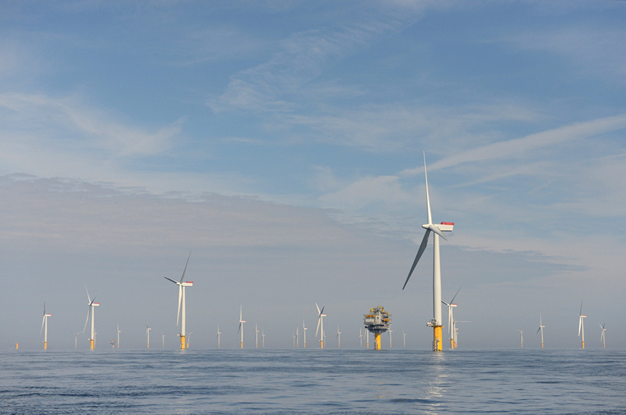 The turbines installed on the Sheringham Shoal site.