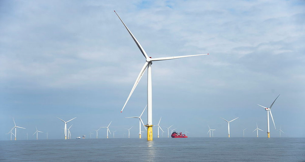 Offshore wind turbines and supply boat