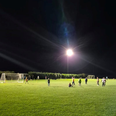 Playing football under new LED lighting at North Walsham Town FC