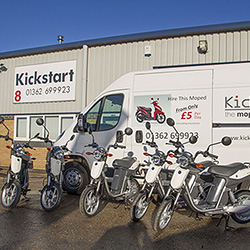 Five electric Yamaha mopeds donated by the Sheringham Shoal Community Fund