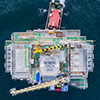 Ariel view of an offshore substation  