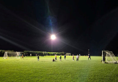 Playing football under new LED lighting at North Walsham Town FC